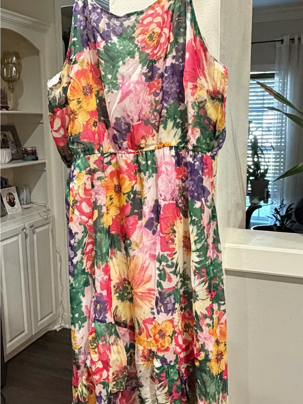 Hayden Multicolor Floral hi-lowSleeveless Sundress - Pink, Yellow, Green, Purple